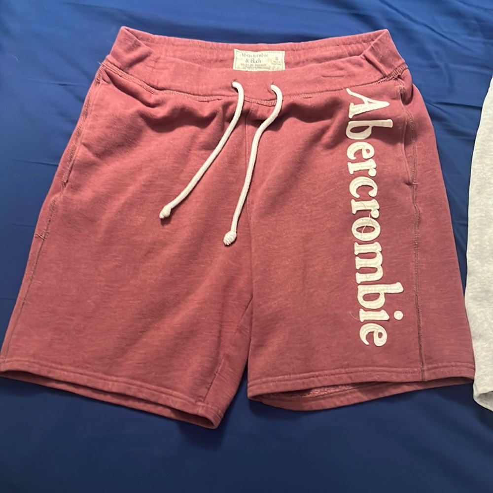 Two pair Size small Abercrombie & Fitch fleece shorts Red & Gray